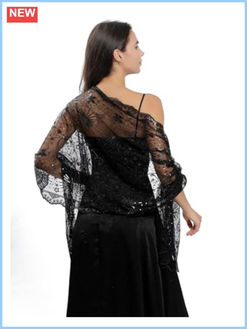 Sequin Deco Wedding Scarf Bride Shawl Wrap Evening Party Dress Gatsby